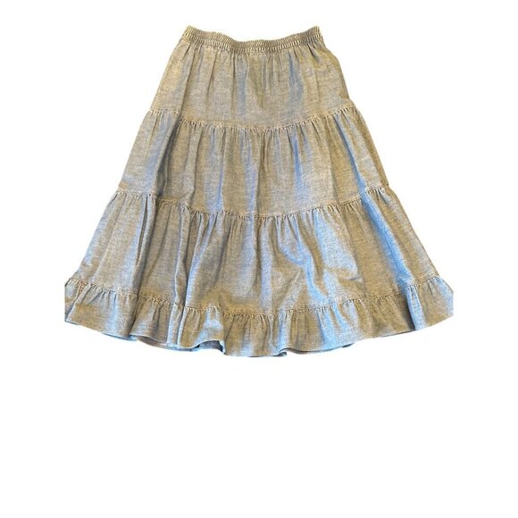 J.G. Hook Banswear Womens Tiered Ruffle Hem Chambray Skirt M 100% Cotton Guatema - Picture 1 of 5
